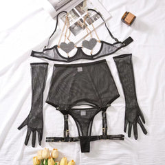 Love Metal Chain Stitching Underwear Suit Valentine Special
