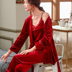 WINTER SPECIAL Gold Velvet Home Suit